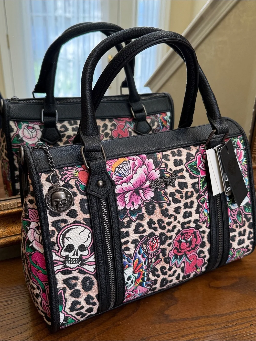 Ed Hardy | Bags | Ed Hardy Blacktrim Pink Leopard Floral  display picture 1